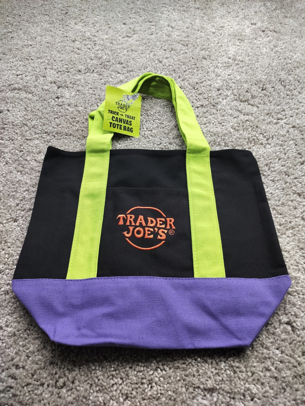 Trader Joe's Halloween Trick or Treat Canvas Tote Bag NWT